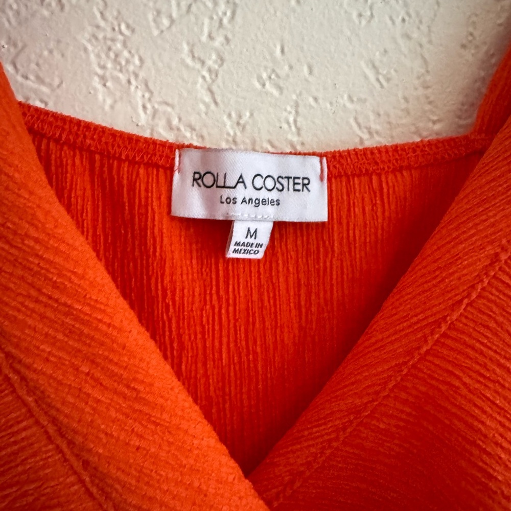 Orange Ruffle Wrap Dress - Picture 2 of 6